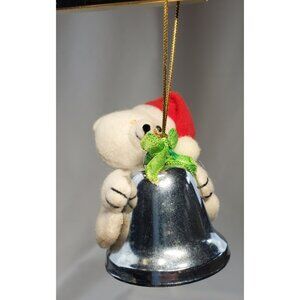 Russ Polar Bear in Santa Hat on Silver Bell Christmas Ornament Holiday Decor